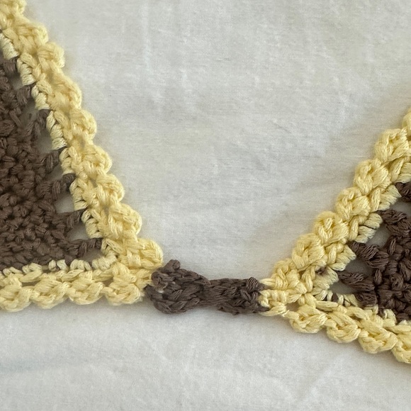 Tiger mist Brown and Yellow Crochet Bikini Set L top / M bottoms - Picture 6 of 7